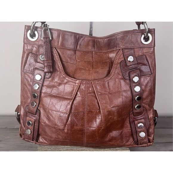 B. Makowsky Genuine Leather Hobo Studded Hobo Shoulder Bag - Picture 6 of 16